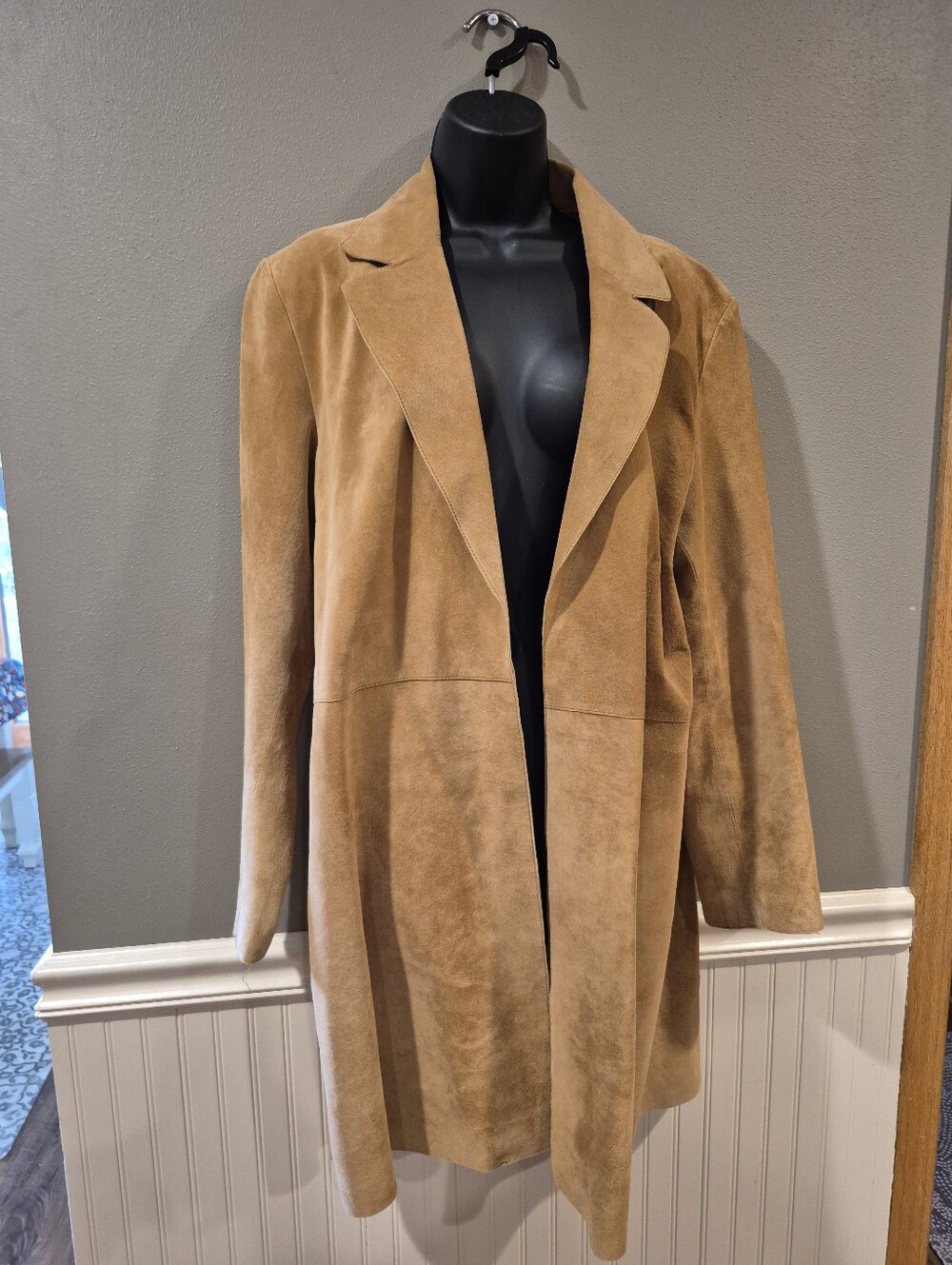 Coldwater Creek Suede Open Front Trench Coat/Duster Jacket- 100% Leather